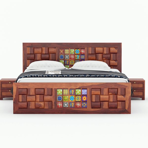 Sheesham Wood With Storage Bed (Honey Finish)