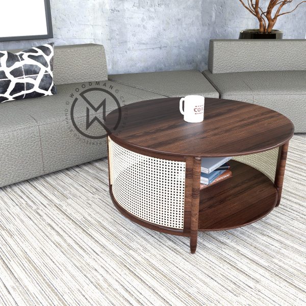 Coffee Table With Cane ( Walnut Finish )