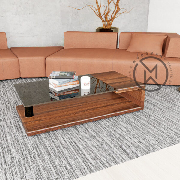 Sheesham Wood Coffee Table With Top Glass