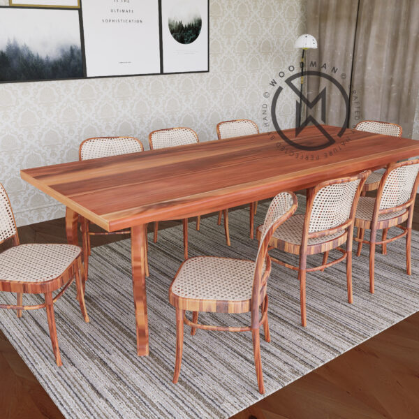 Sheesham Wood 8 Seater Dining Set With Cane Chair