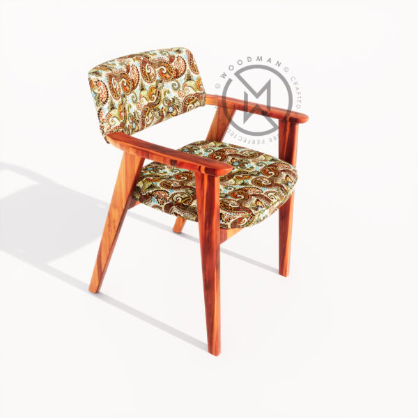 Modern Wooden Armchair with Paisley Upholstery