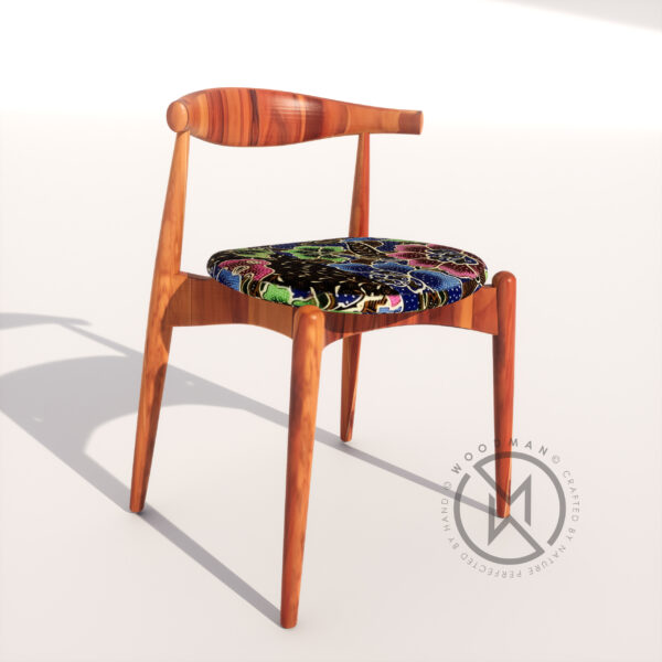 Scandinavian-Inspired Wooden Chair with Bold Upholstered Seat